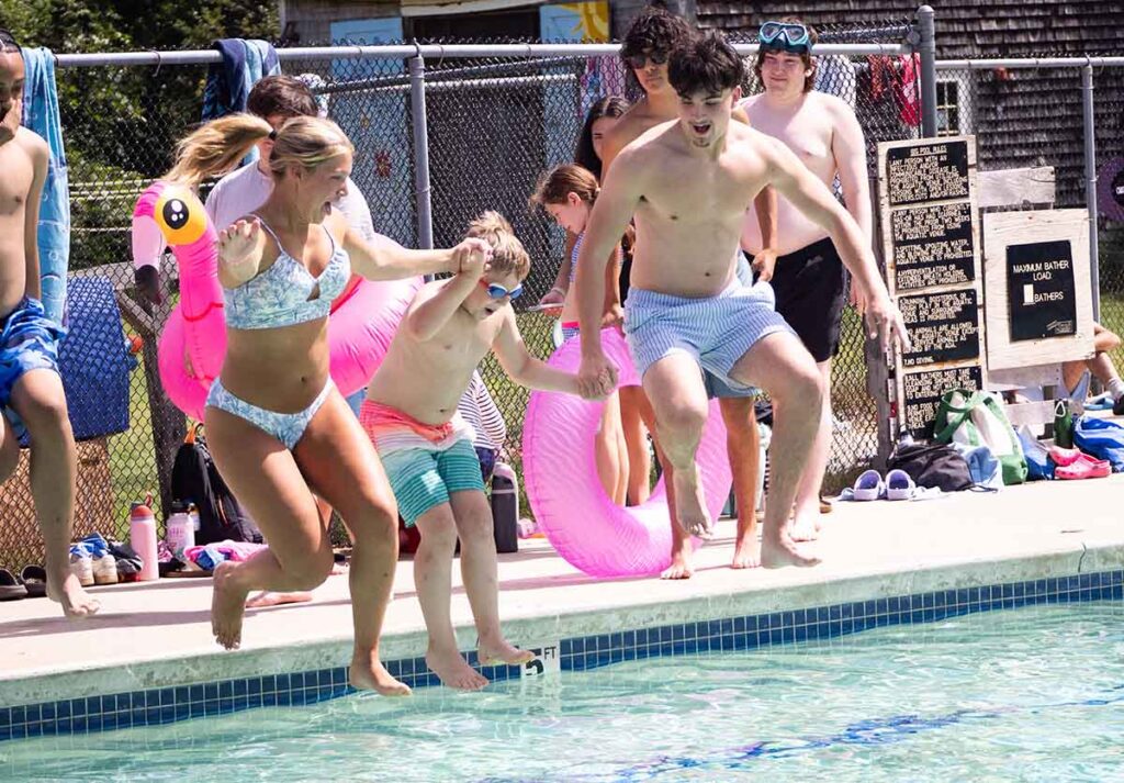 jumping in the pool